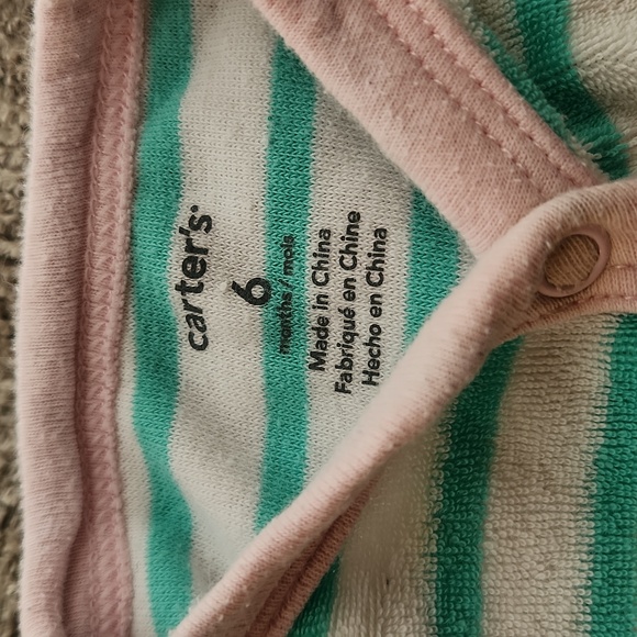 Carter's Teal and Pink Striped Footie - Picture 3 of 3